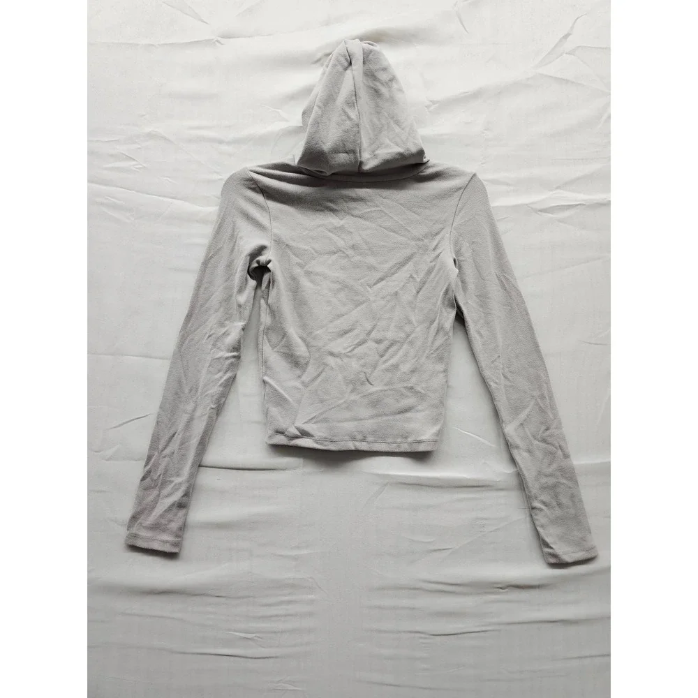 Wild Fable Gray Hooded Long Sleeve Top XXS Cotton Modal Stretch 331 11 9992 NWT - Picture 2 of 7